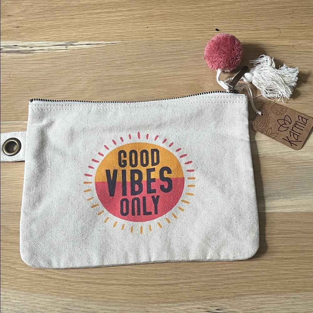 Good Vibes Only Canvas Pouch NWT